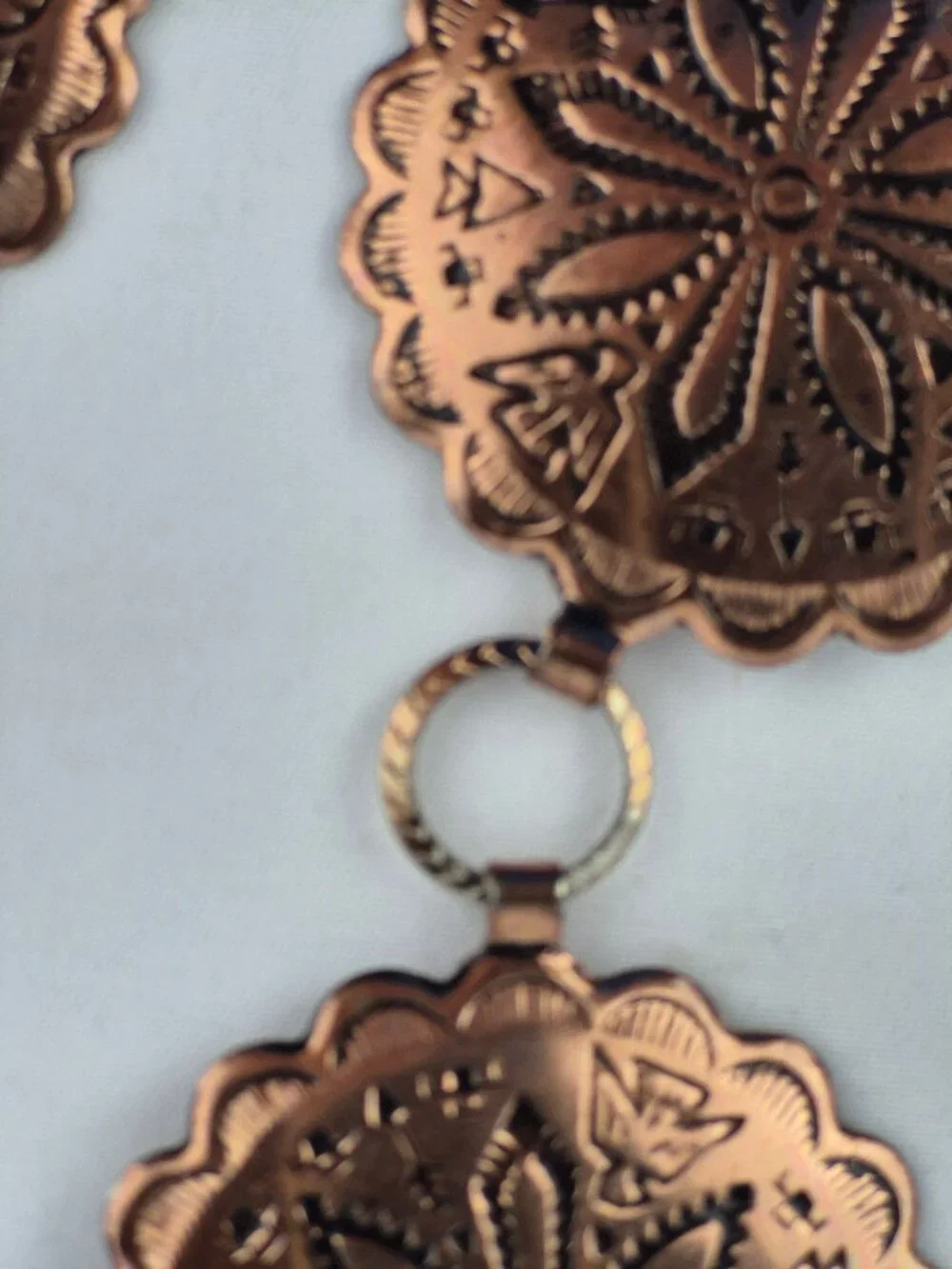 Vintage Native American Style Copper Tone Medallion Belt - Picture 9 of 10